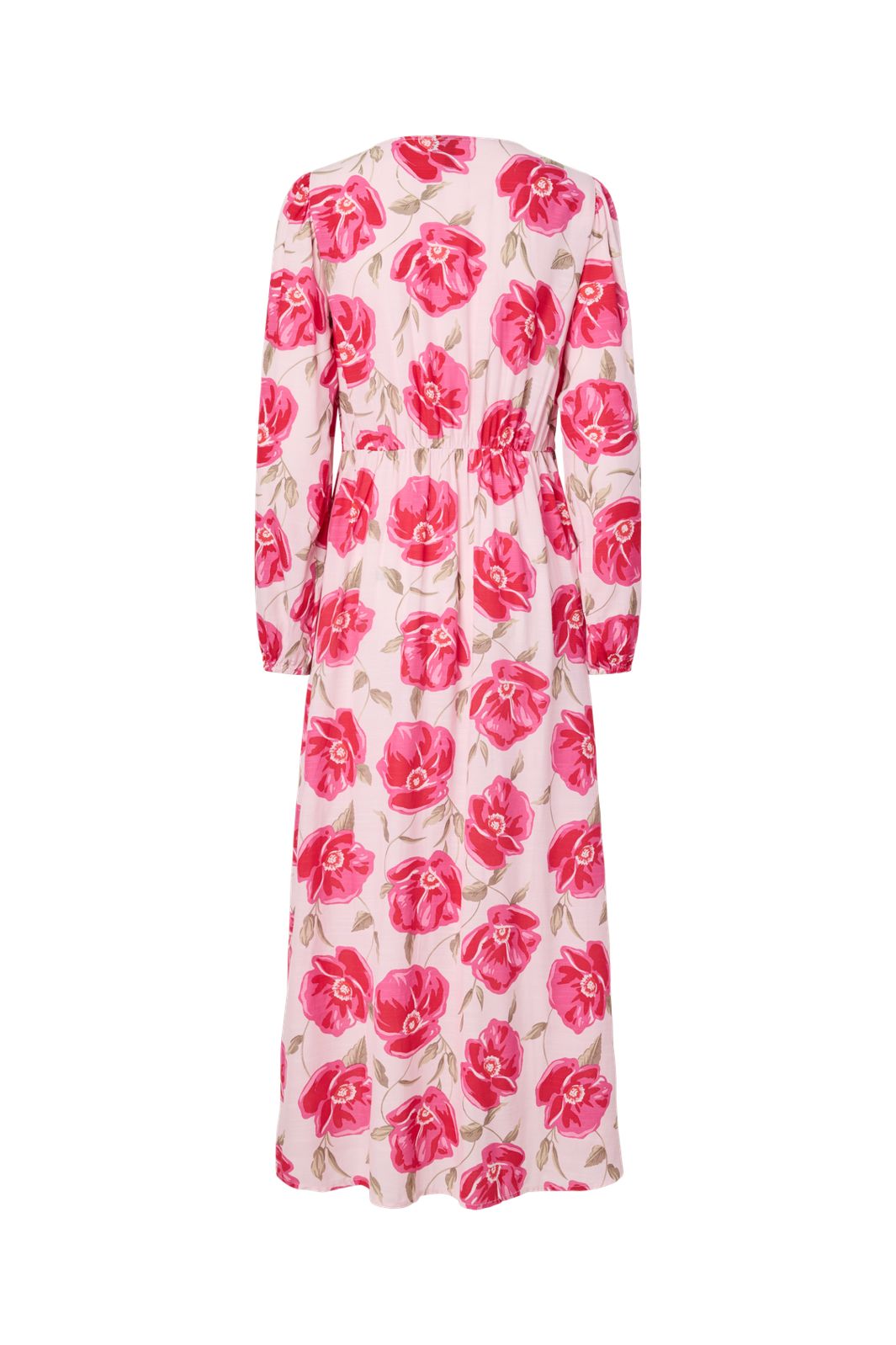Pieces - Pcgaitlyn Ls Ankle Dress - 5051948 Pink-A-Boo Aop Flower + Dtm Button
