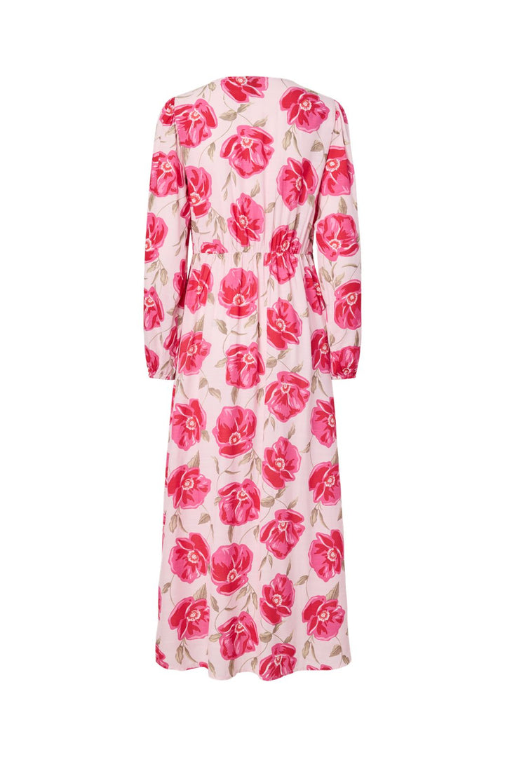 Pieces - Pcgaitlyn Ls Ankle Dress - 5051948 Pink-A-Boo Aop Flower + Dtm Button