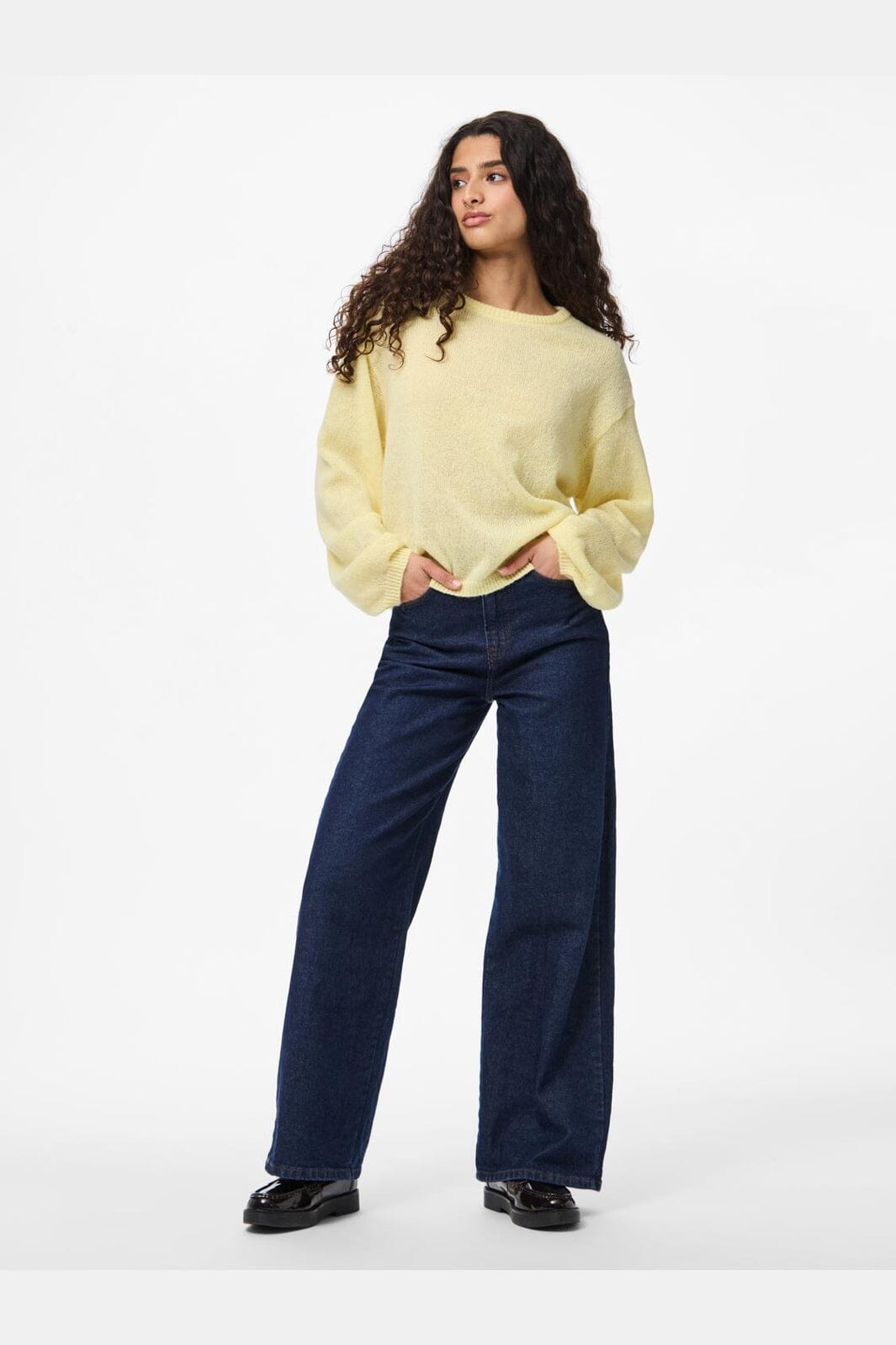 Pieces - Pcida Ls O-Neck Knit - 4805044 French Vanilla