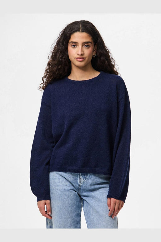 Pieces - Pcida Ls O-Neck Knit - 4805045 Maritime Blue
