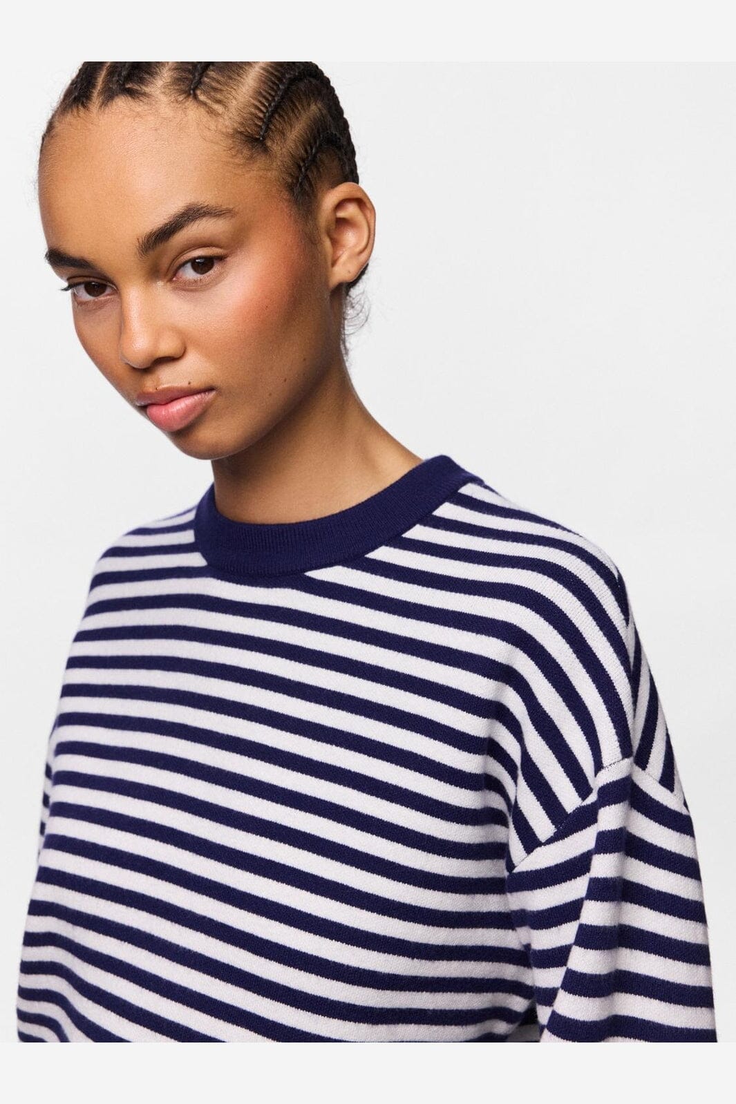Pieces - Pcjassy Ls O-Neck Knit - 5190541 Maritime Blue Cloud Dancer