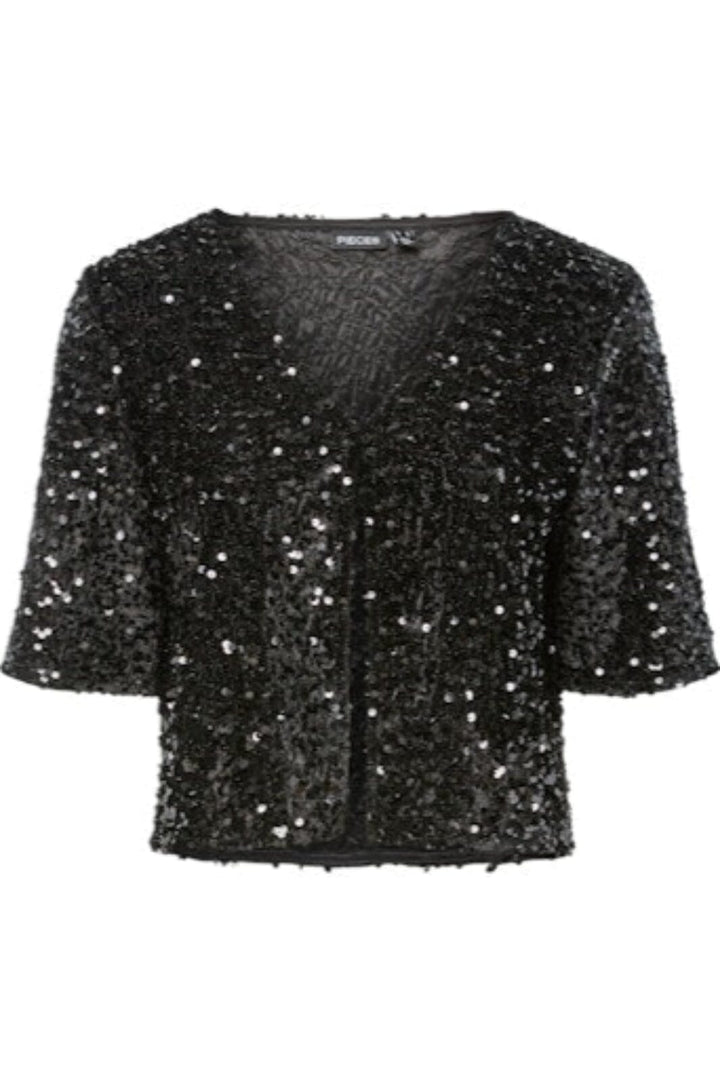 Pieces - Pckam 2/4 Cardigan - 4883152 Black Black Sequins Cardigans 