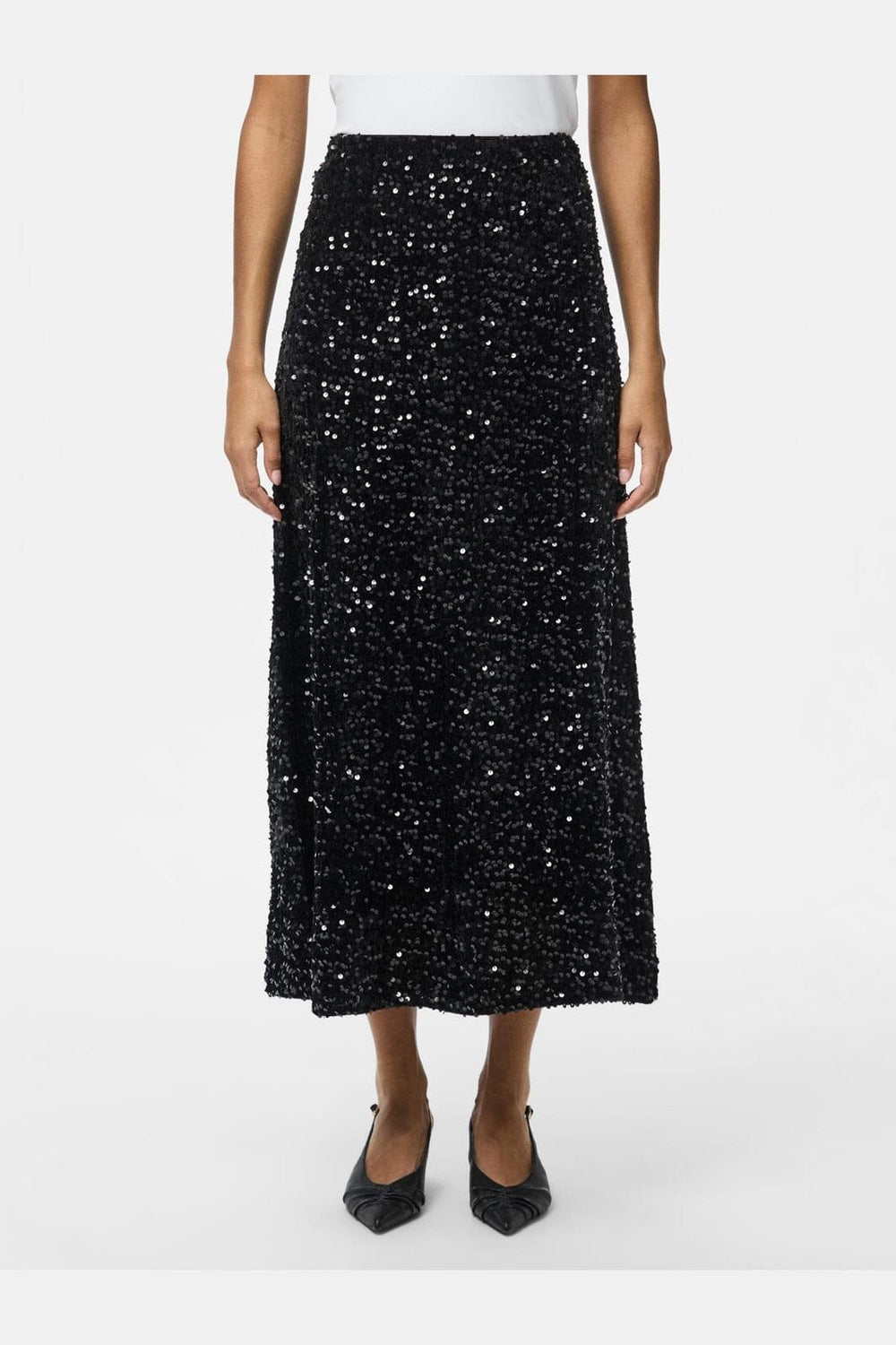 Pieces - Pckam Ankle Skirt - 4859014 Black Black Sequins