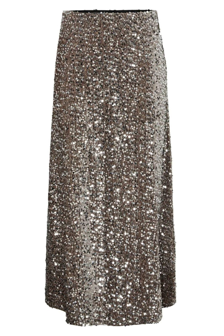 Pieces - Pckam Ankle Skirt - 4859175 Morel Silver Sequins Nederdele 