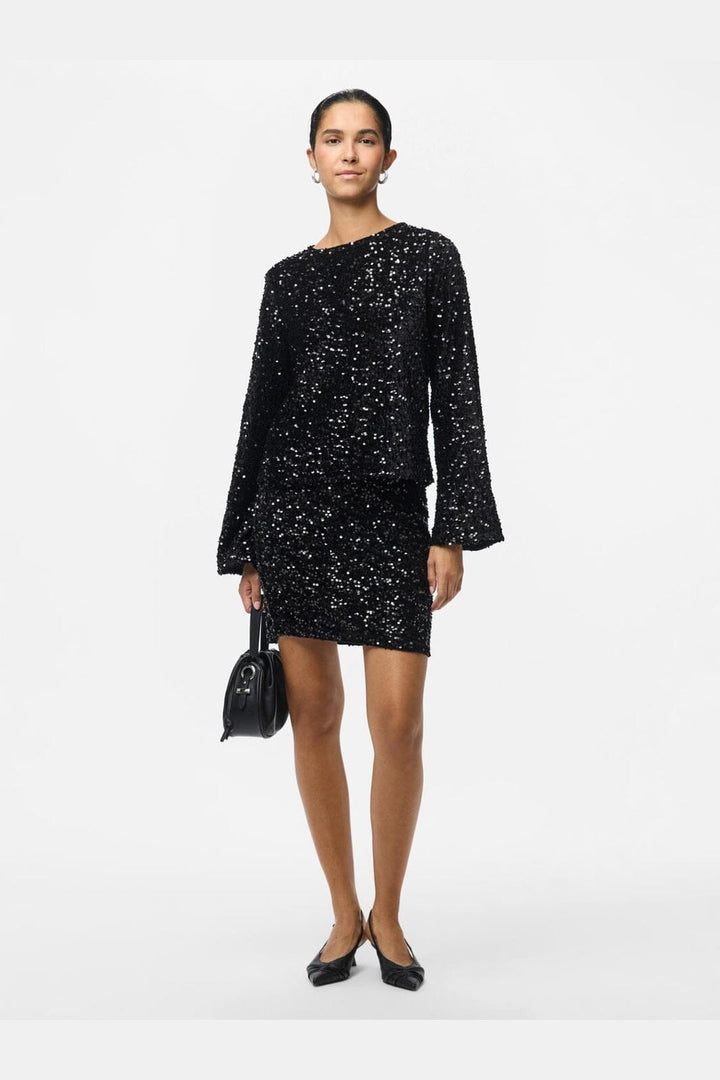 Pieces - Pckam New Short Skirt - 4617666 Black Black Sequins