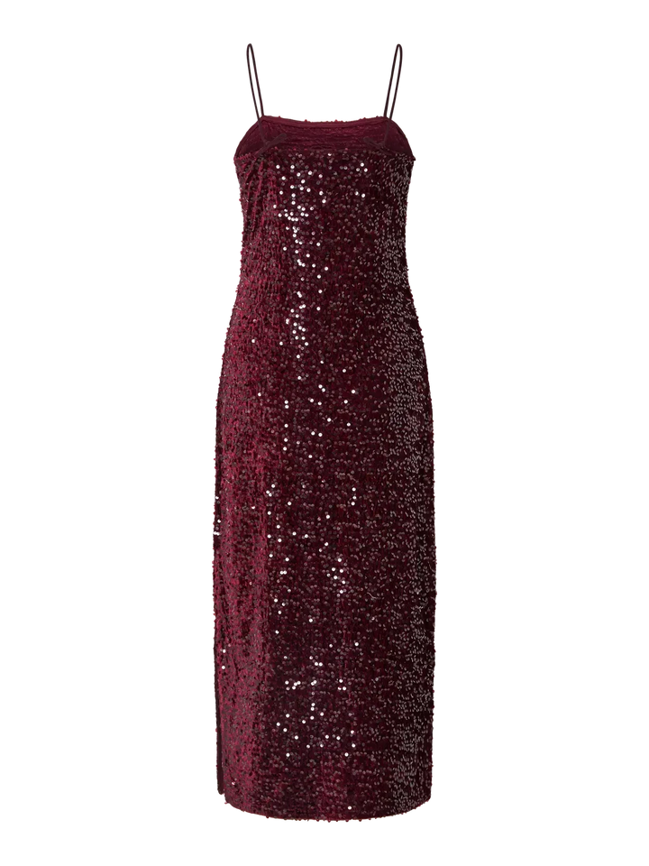 Pieces - Pckam Sl Ankle Slip Dress - 4883179 Tawny Port Tawney Port Sequins Kjoler 