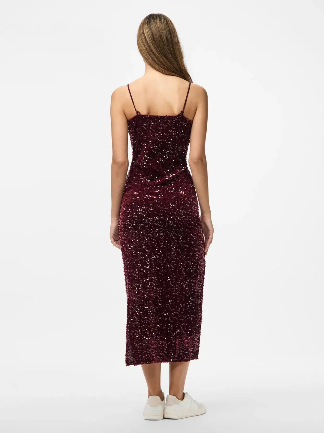 Pieces - Pckam Sl Ankle Slip Dress - 4883179 Tawny Port Tawney Port Sequins Kjoler 