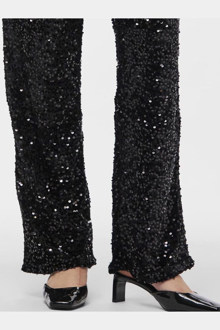 Pieces - Pckam Wide Pant - 4617668 Black Black Sequins