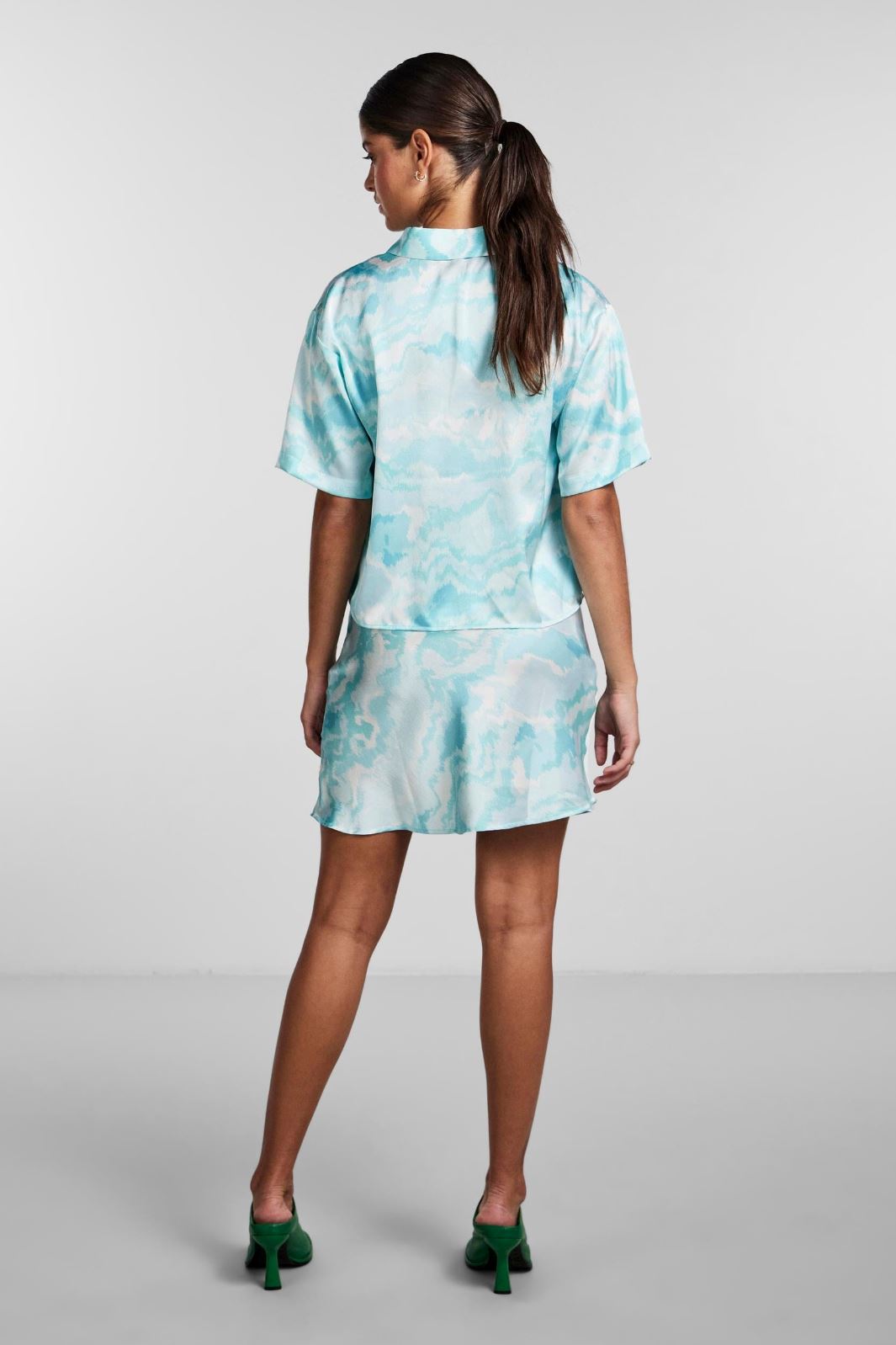 Pieces - Pckerra Ss Shirt - Blue Atoll Graphic Skjorter 