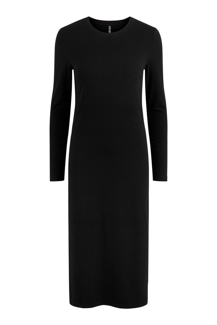 Pieces - Pckylie Ls O - Neck Midi Dress Noos - Black Kjoler 