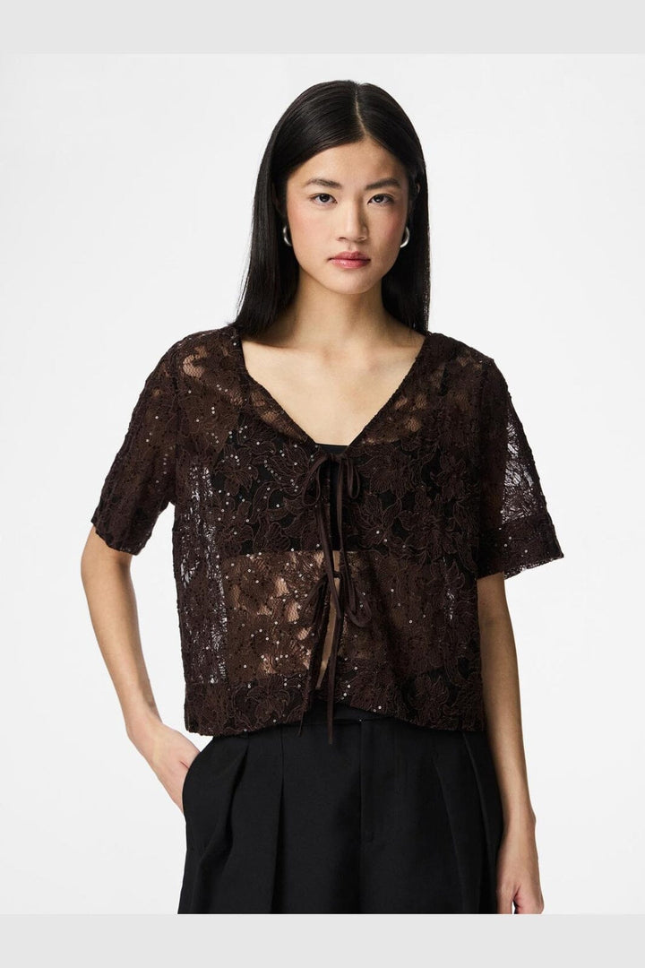 Pieces - Pclouise 2/4 V-Neck Tie Top - 5038956 Delicioso