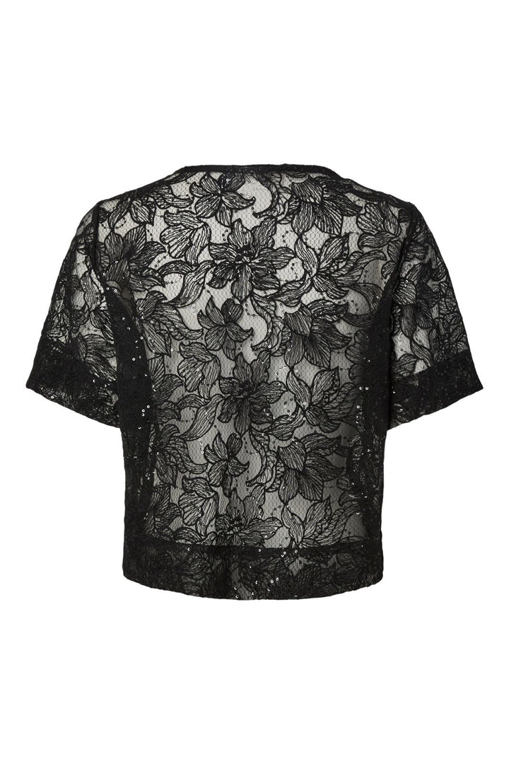 Pieces - Pclouise 2/4 V-Neck Tie Top - 5042915 Black