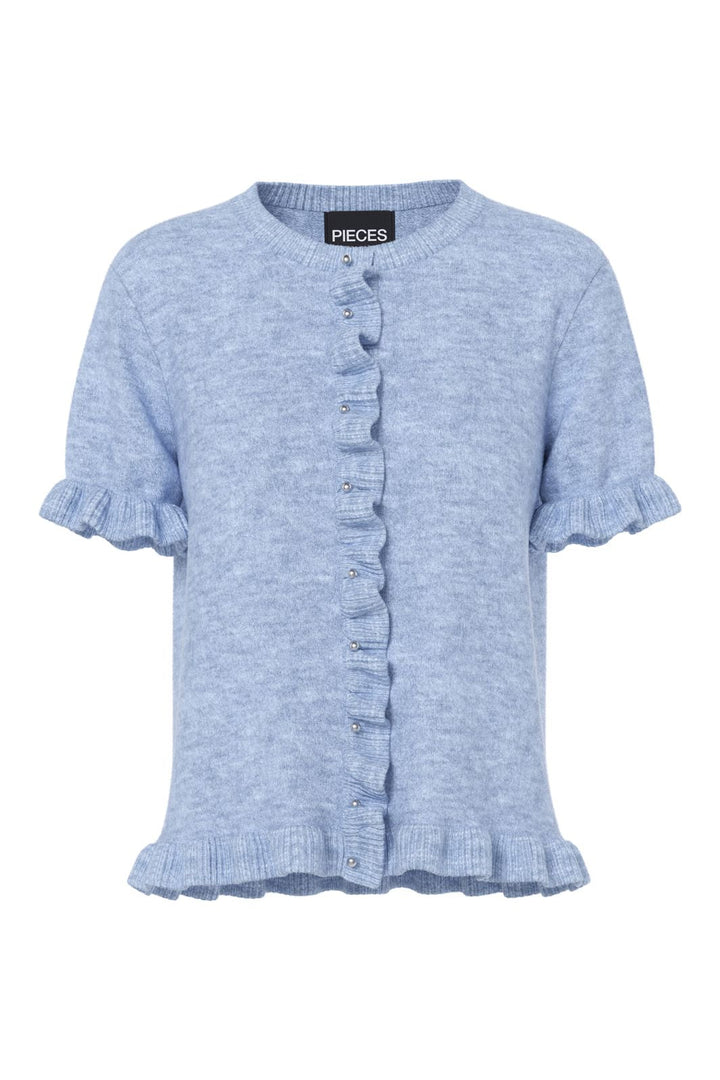 Pieces - Pclydia Ss Frill Knit Cardigan - 4965219 Cashmere Blue