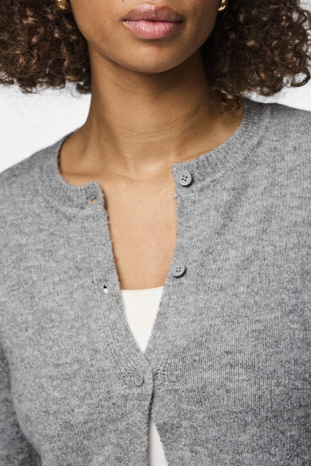 Pieces - Pcmalou Ls Knit Cardigan - 4635852 Medium Grey Melange