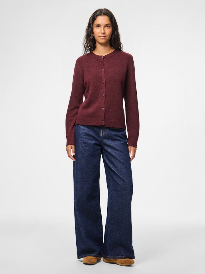 Pieces - Pcmalou Ls Knit Cardigan - 4864698 Tawny Port Melange Cardigans 