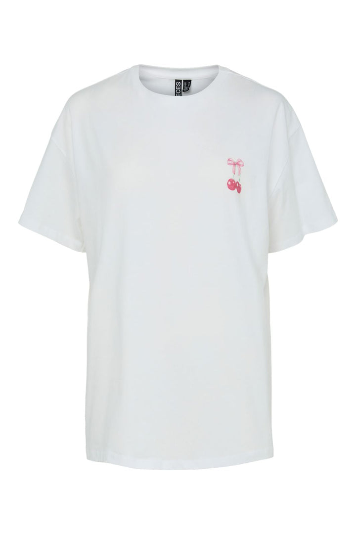 Pieces - Pcmikka Ss O-Neck Oz Tee Box - 4952795 Bright White Cherry Bow