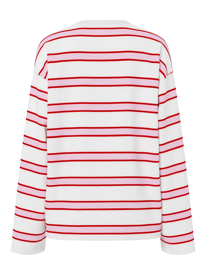 Pieces - Pcmila Ls Loose Tee - 4902153 Roseate Spoonbill Adrenaline Rush/Cloud Dancer T-shirts 