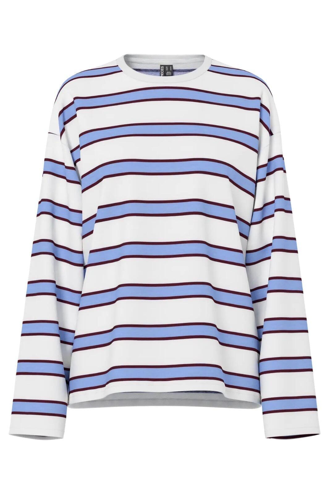 Pieces - Pcmila Ls Loose Tee - 4902154 Hydrangea Winetasting/Cloud Dancer T-shirts 