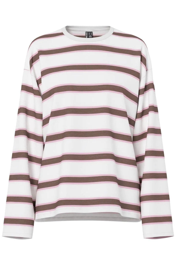 Pieces - Pcmila Ls Loose Tee - 4992999 Coffee Quartz Roseate Spoonbill/Cloud Dancer T-shirts 