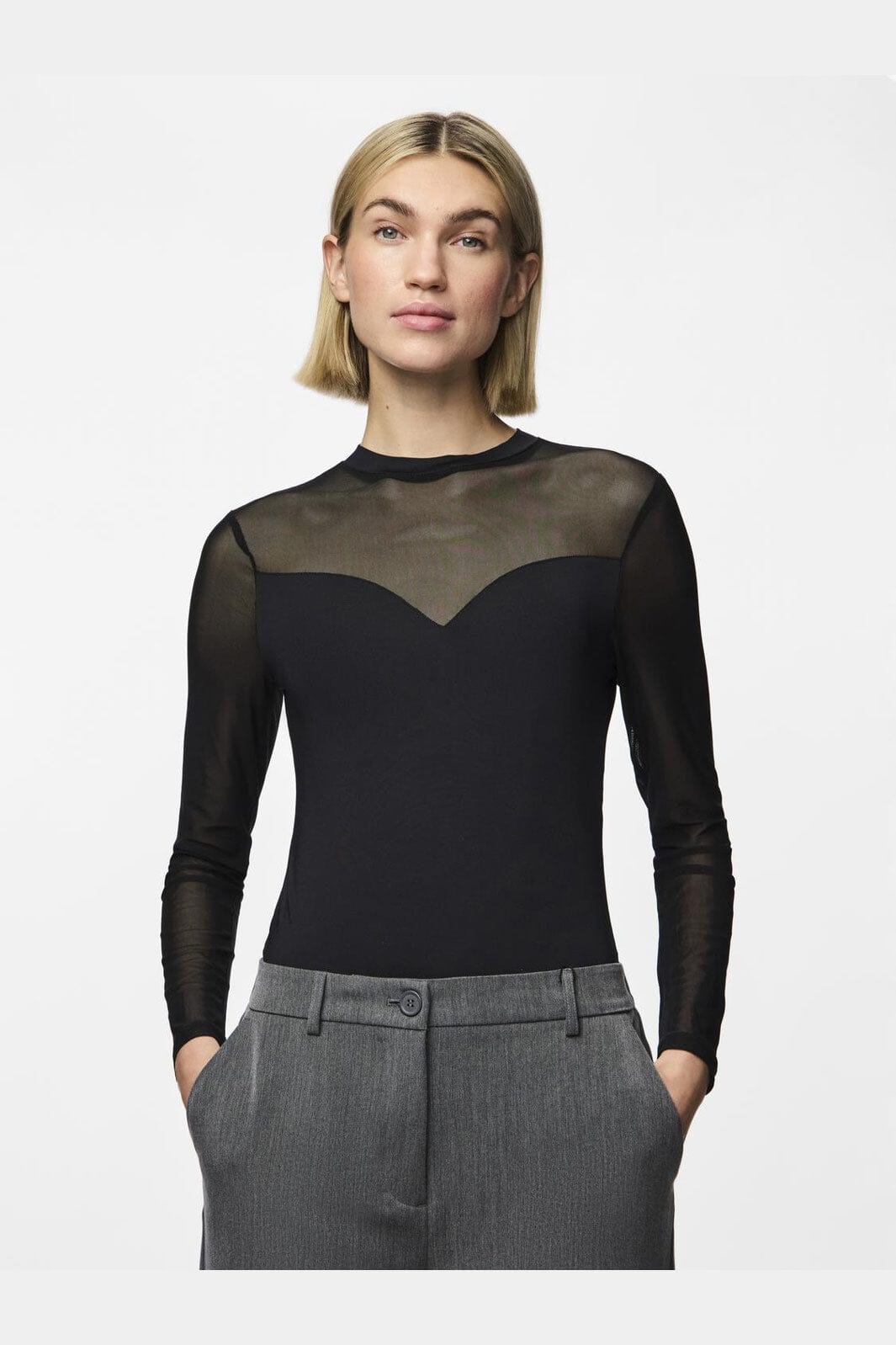 Pieces - Pcmilly Ls Mesh Bodystocking - 4551391 Black