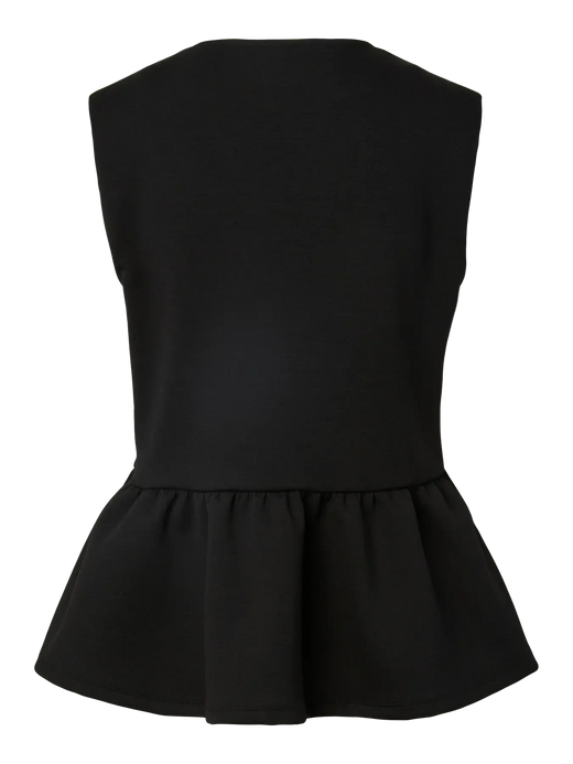 Pieces - Pcmoa Sl Button Top Pp - 5040821 Black Bluser 