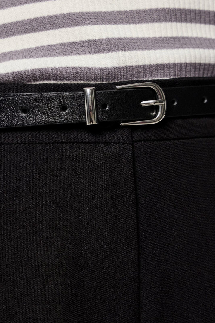 Pieces - Pcmyra Slim Belt Wb - 4552001 Black Silver Buckle