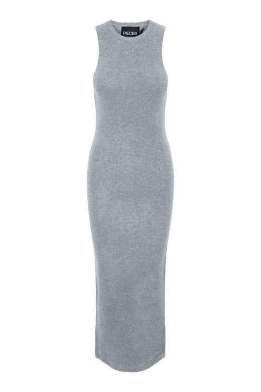 Pieces - Pcnanu Sl High Neck Ankl. Knit Dress - 4639125 Medium Grey Melange Kjoler 