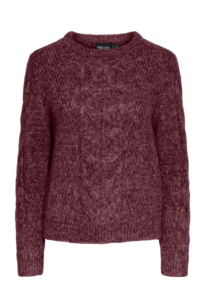 Pieces - Pcnina Ls O-Neck Knit - 4864785 Tawny Port
