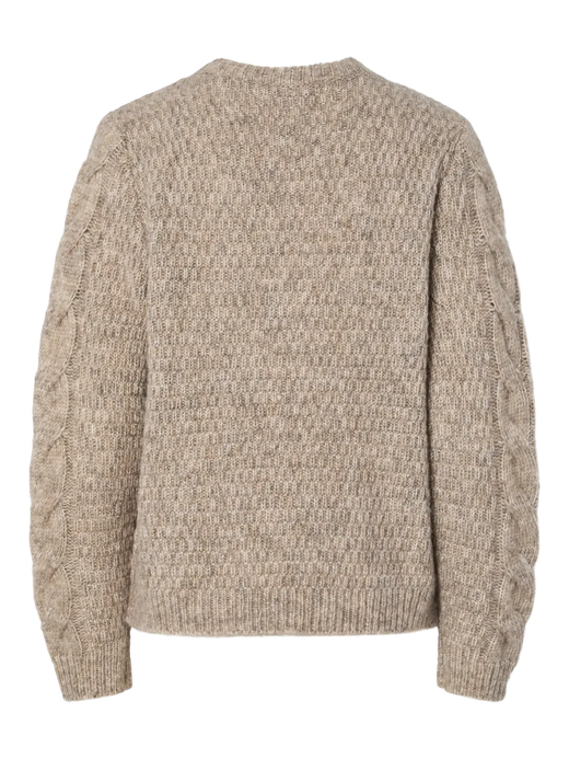 Pieces - Pcnina Ls V-Neck Knit - 4799695 Fossil Strikbluser 