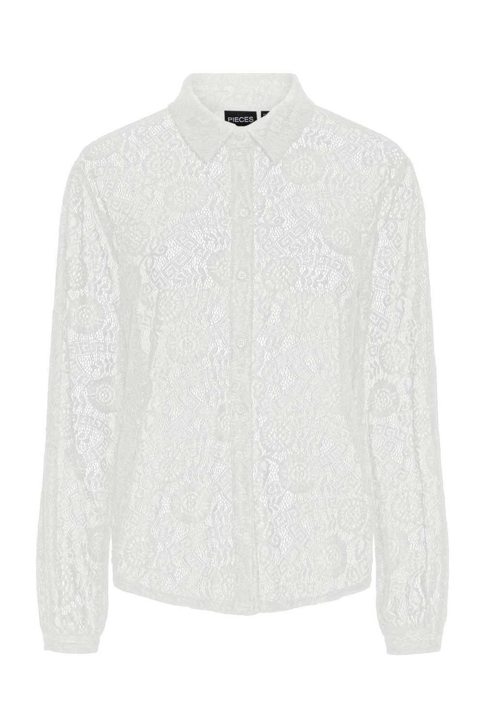 Pieces - Pcolline Ls Lace Shirt - 4634038 Cloud Dancer