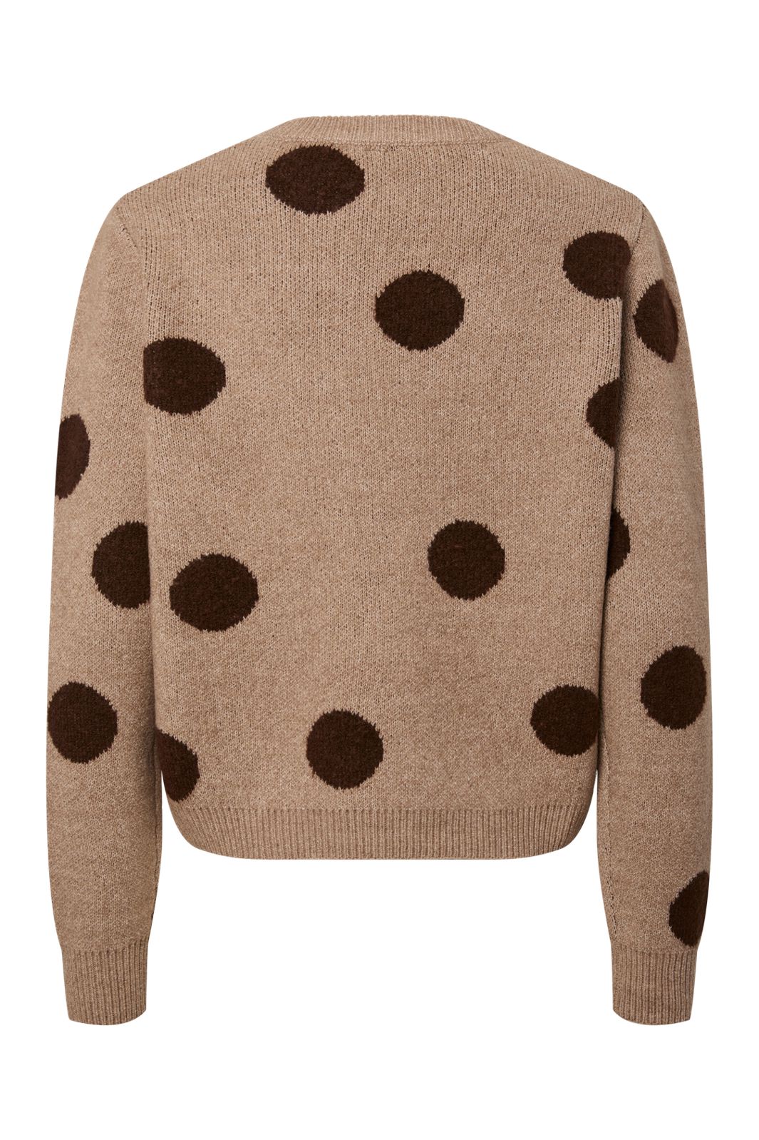 Pieces - Pcosla Ls O-Neck Knit Pullover - 4993184 Toasted Coconut Delicioso Dots