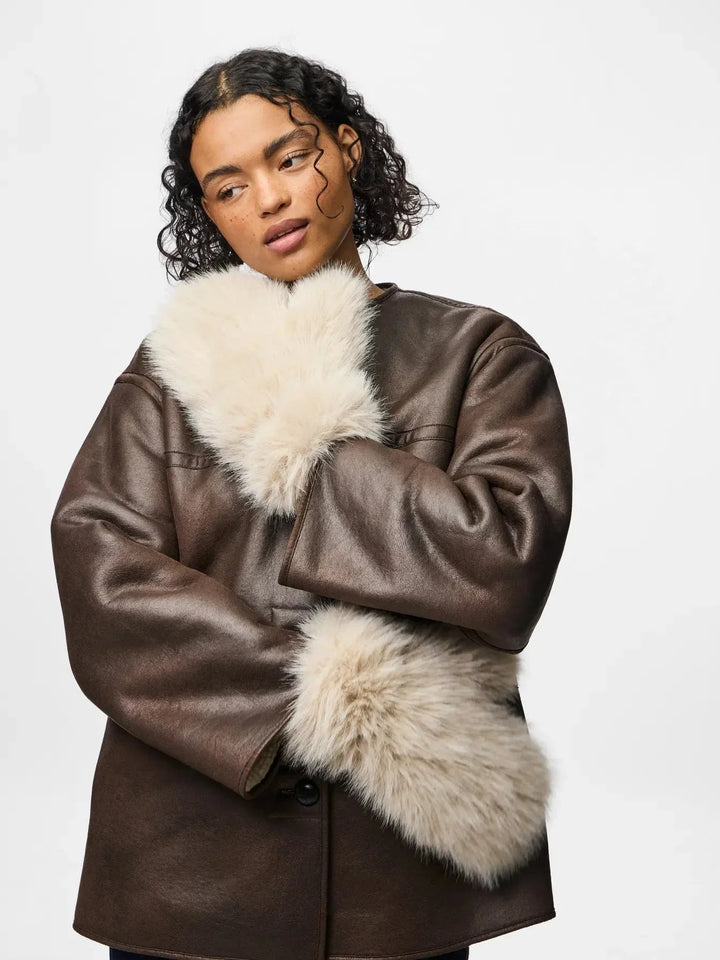 Pieces - Pcplush Fluffy Mittens - 5023212 Porpoise Patchwork Handsker & Vanter 