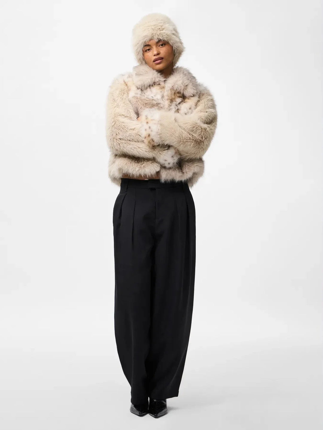 Pieces - Pcplush Short Fluffy Jacket - 5023208 Porpoise Patchwork Jakker 