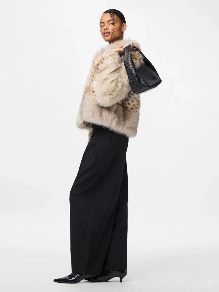 Pieces - Pcplush Short Fluffy Jacket - 5023208 Porpoise Patchwork Jakker 