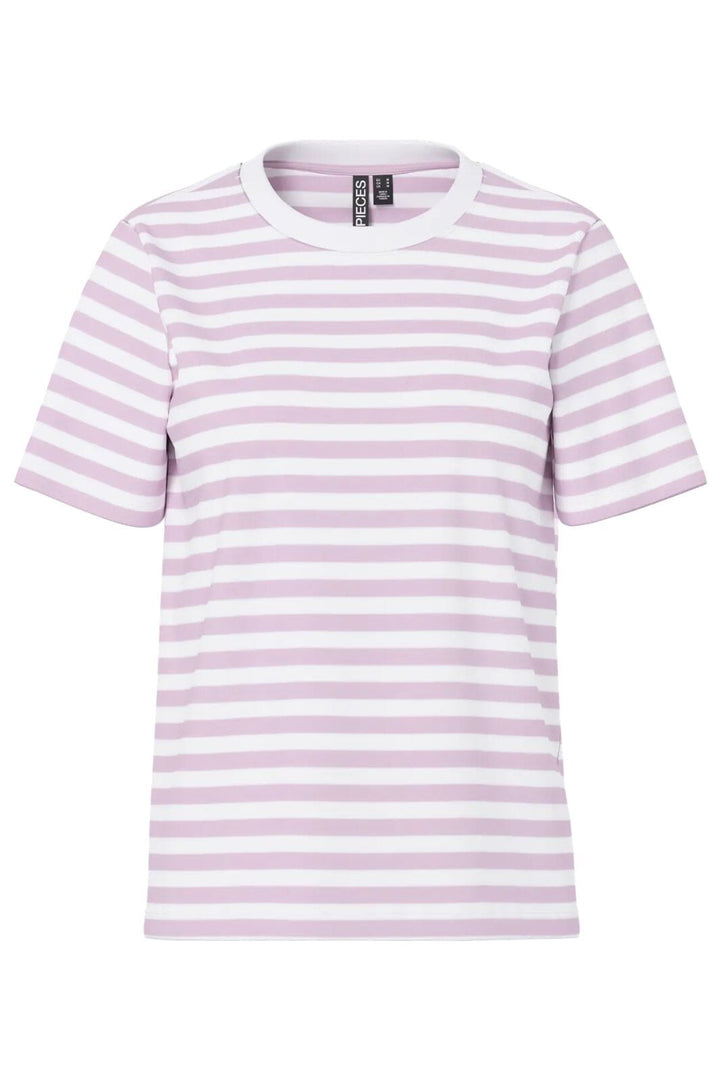 Pieces - Pcria Ss Tee Stripes - 4902466 Winsome Orchid Bright White T-shirts 