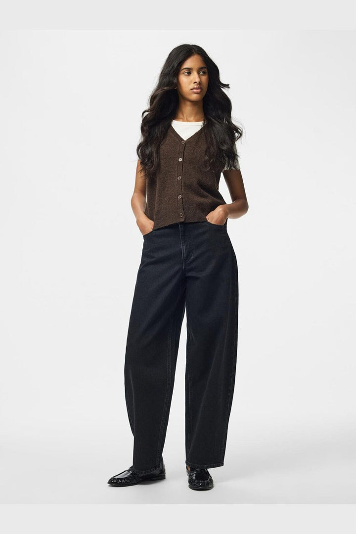 Pieces - Pcsally Sl V-Neck Knit Vest - 5105005 Hot Fudge Melange