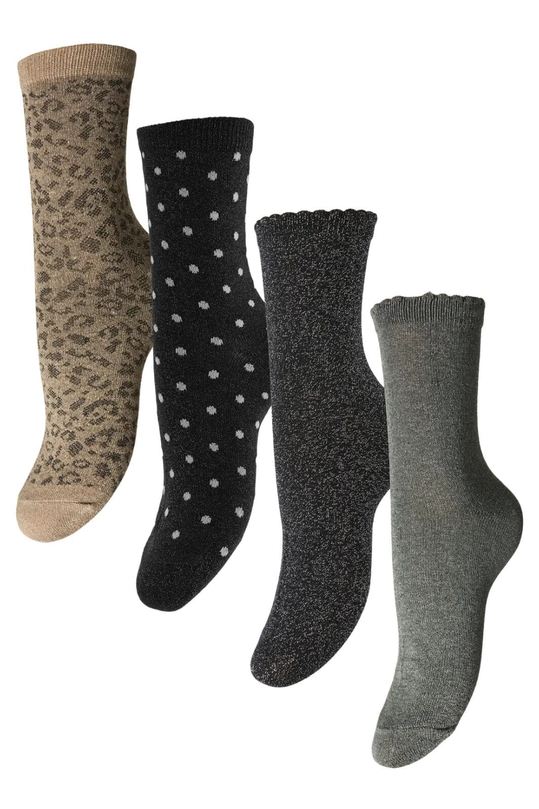 Pieces - Pcsebby Glitter Long 4-Pack Mix - 4866196 Deep Lichen Green 4-Pack Deep-Blcsil-Blcdot-Taupleo