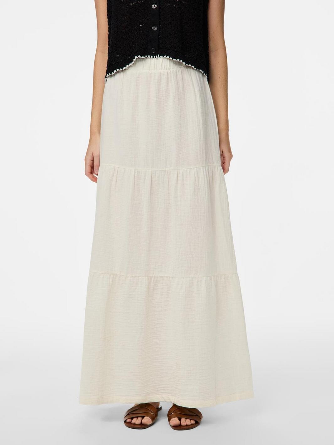 Pieces - Pcsikka Maxi Skirt - 4591363 Cloud Dancer