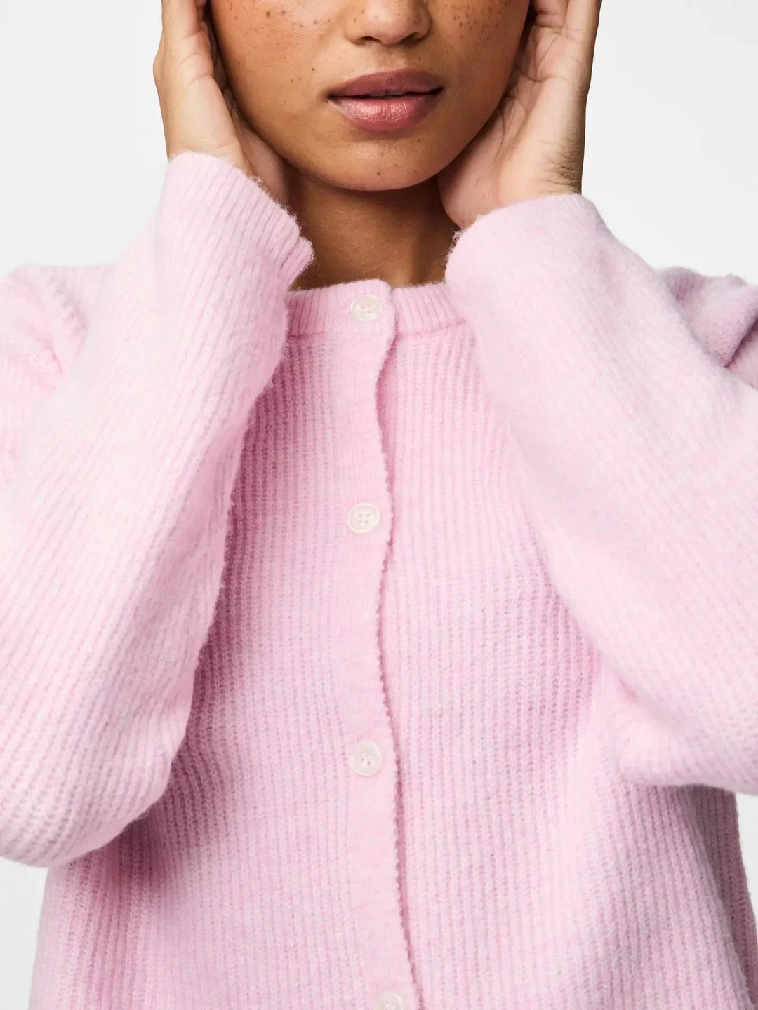 Pieces - Pcsilly Ls O-Neck Knit Cardigan - 4963880 Roseate Spoonbill Melange Cardigans 