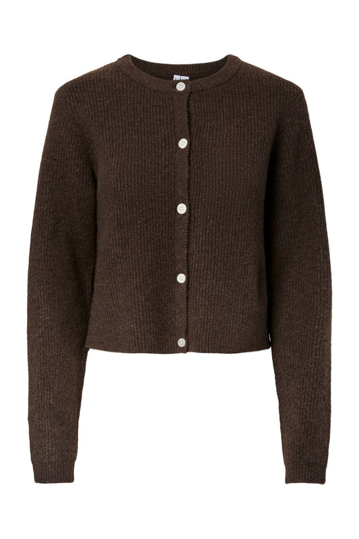 Pieces - Pcsilly Ls O-Neck Knit Cardigan - 4963882 Hot Fudge Melange