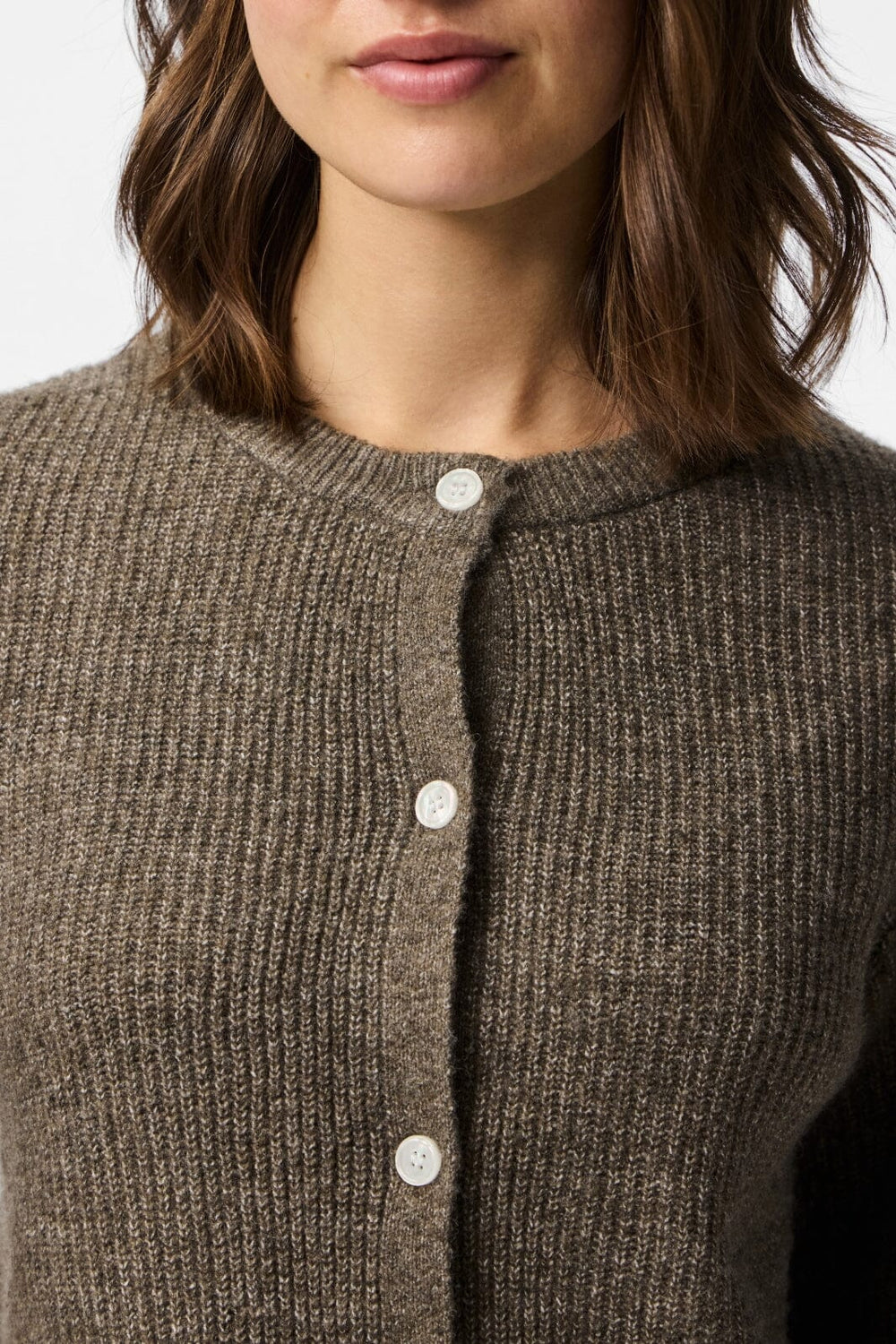Pieces - Pcsilly Ss O-Neck Knit Cardigan - 4857949 Morel Melange