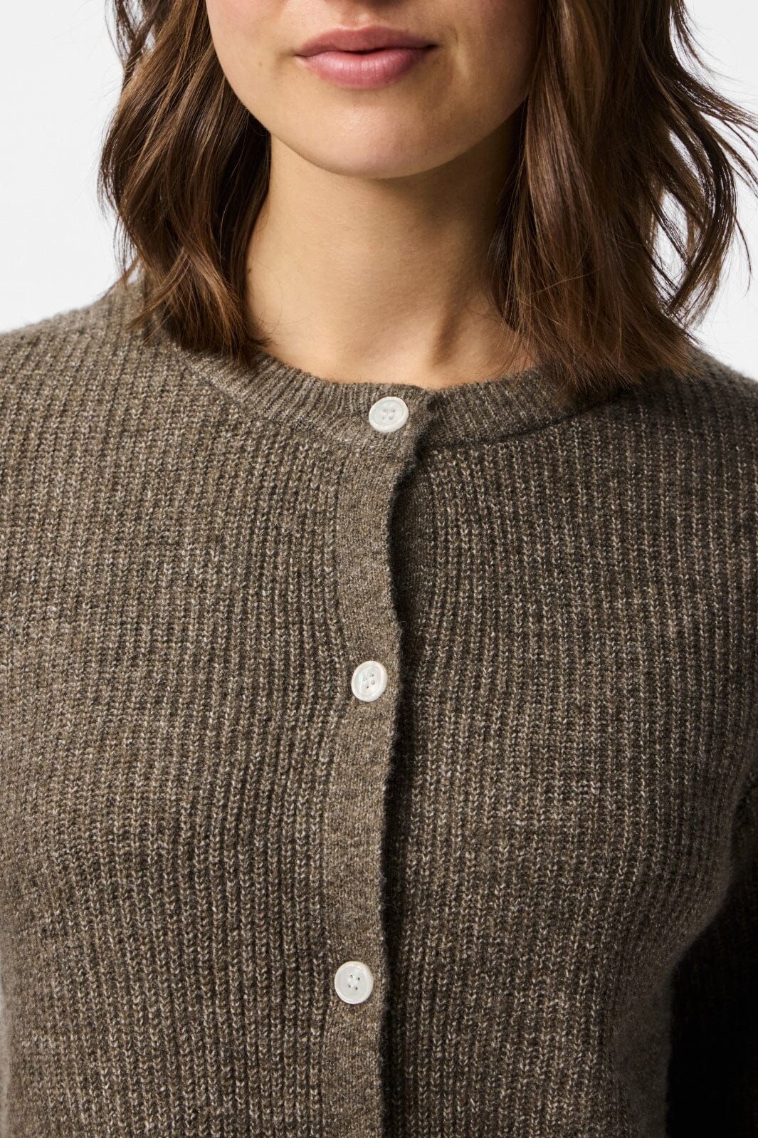 Pieces - Pcsilly Ss O-Neck Knit Cardigan - 4857949 Morel Melange