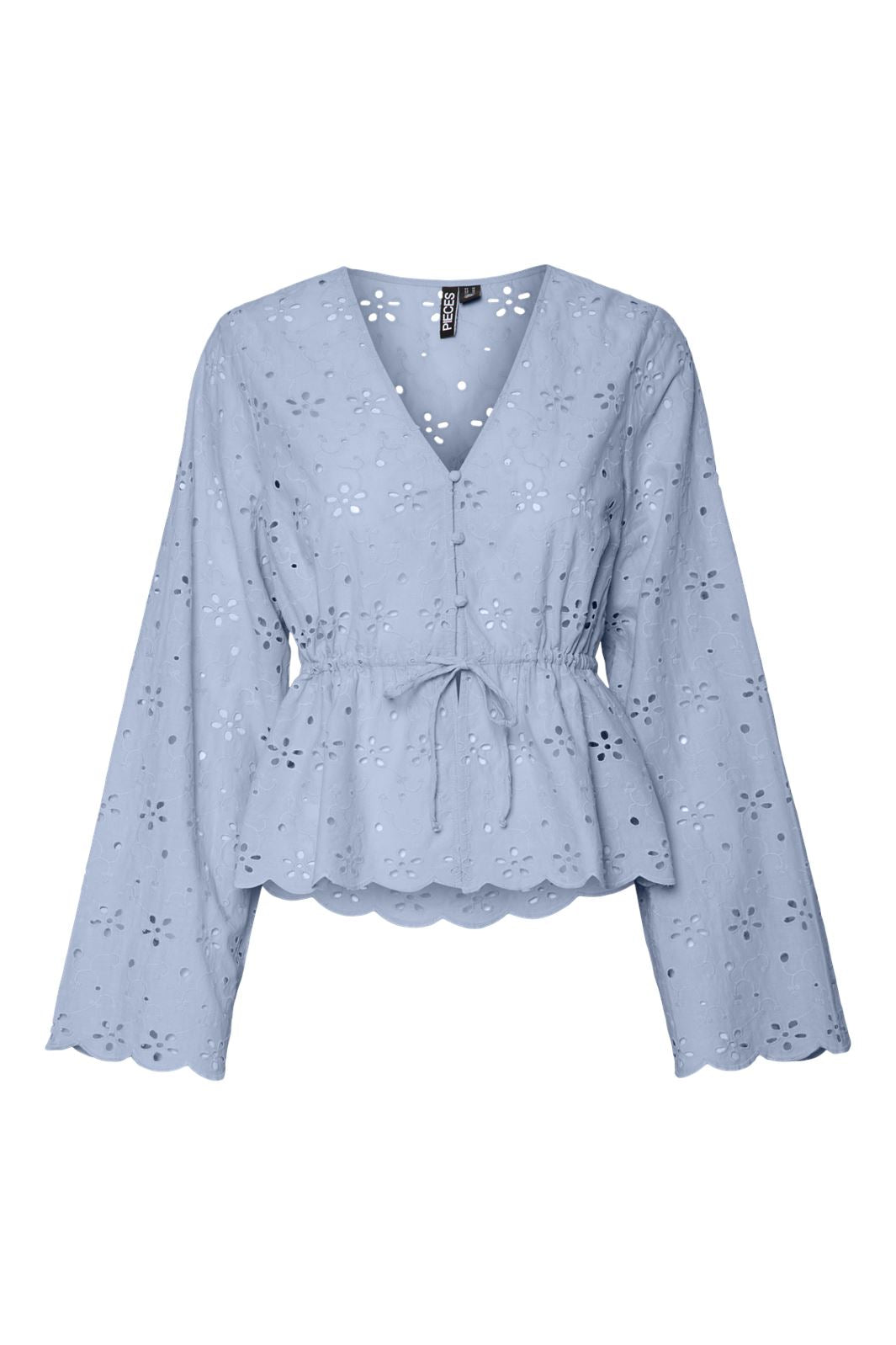 Pieces - Pctarmorine Ls Tie Top - 4793600 Cashmere Blue