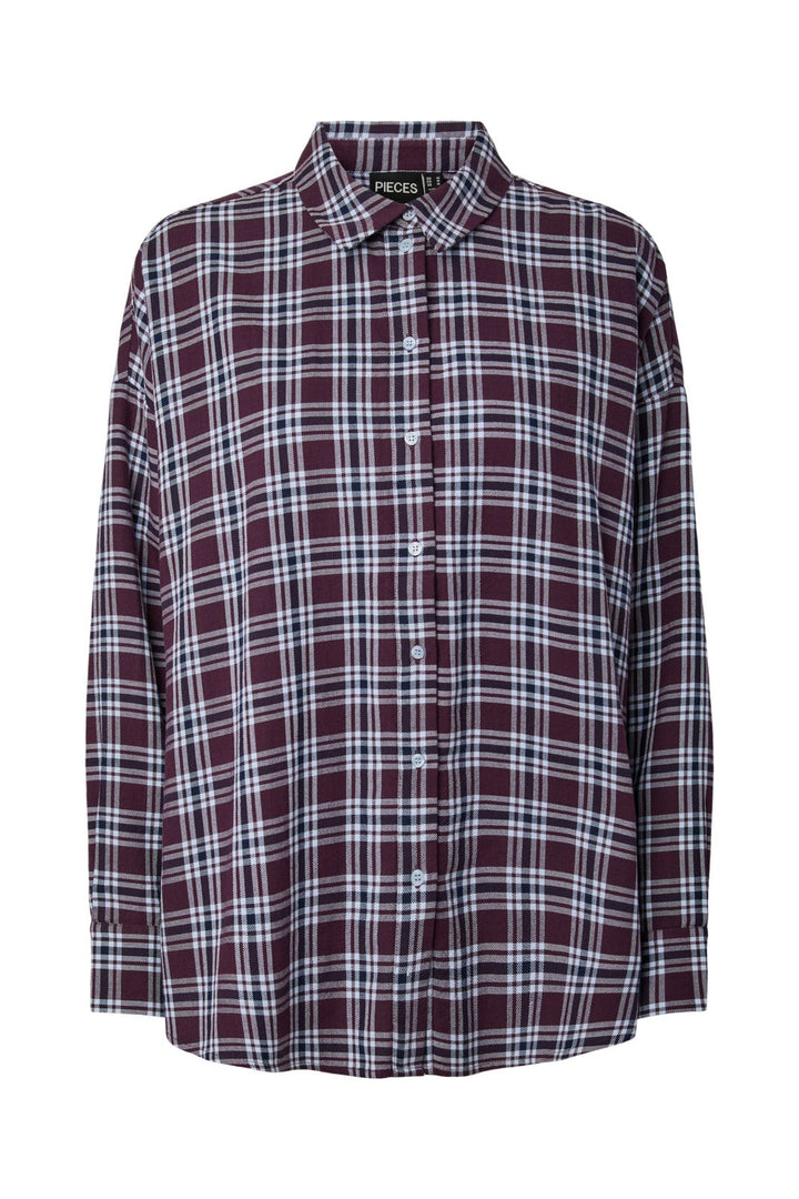 Pieces - Pcviolet Ls Flannel Shirt - 5126244 Plum Perfect Maritime Blue