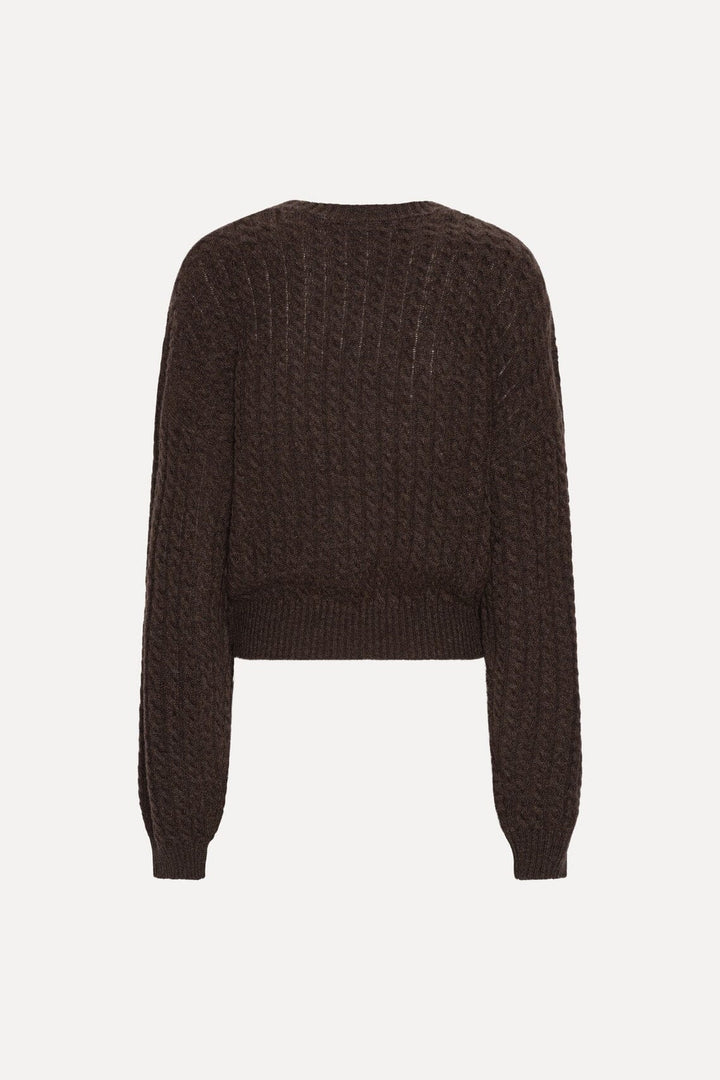 Rotate - Cable Crewneck Sweater 1164372037 - 2037 Potting Soil Strikbluser 