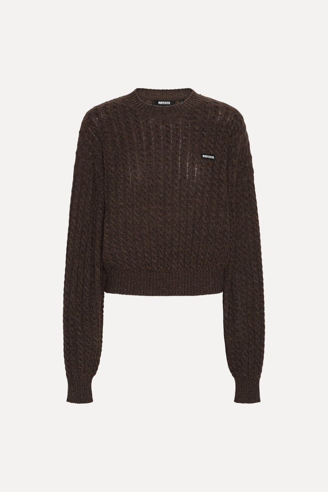 Rotate - Cable Crewneck Sweater 1164372037 - 2037 Potting Soil Strikbluser 