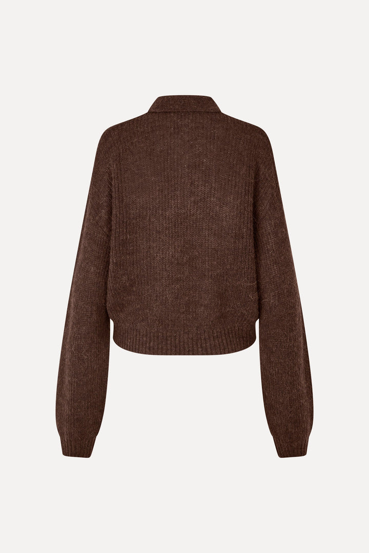 Rotate - Fluffy Knit Polo 1172071667 - 1667 Molé Strikbluser 