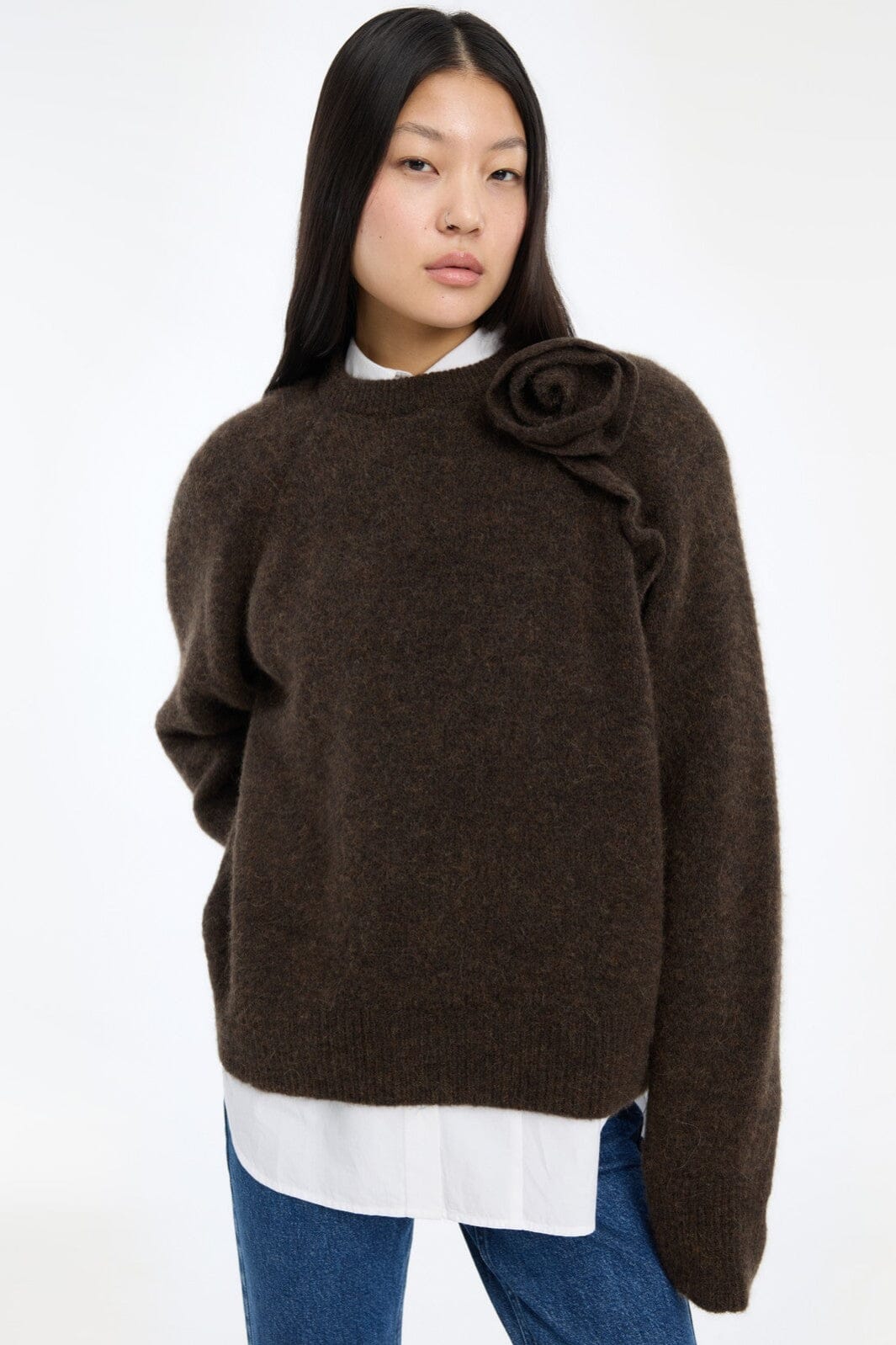 Rotate - Knit Flower Jumper 1166611667 - 1667 Molé Strikbluser 