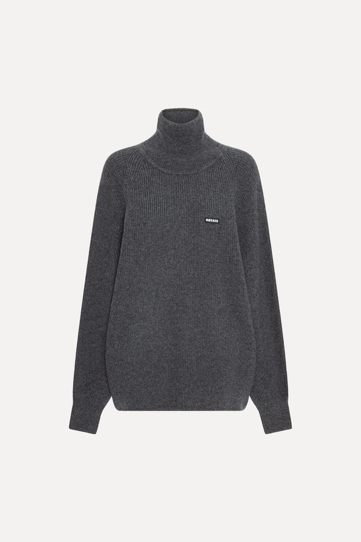 Rotate - Knit Highneck Jumper 1166971205 - 1205 Gray Pinstripe Strikbluser 