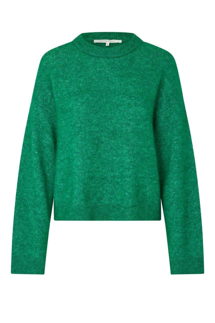 Second Female - Brook Knit Drop Shoulder O-Neck 58894 - 4026 Lush Meadow Strikbluser 